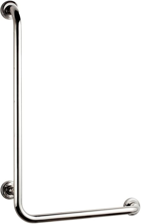 Bisk 04785 Pro Barra Fija 90º Tres Puntos de Apoyo a Pared de Acero Inoxidable,550 x 550 mm 25 mm 60.5 x 60.5 x 8 cm, Acabado Cromado