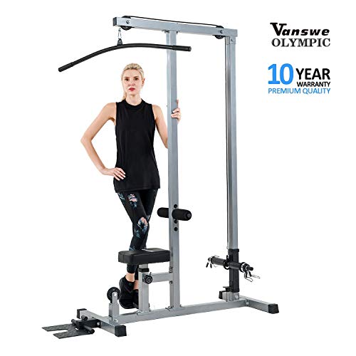 Vanswe LAT Pulldown Low Row Cable Pull Down Machine Removable Front Steel Foot Rest