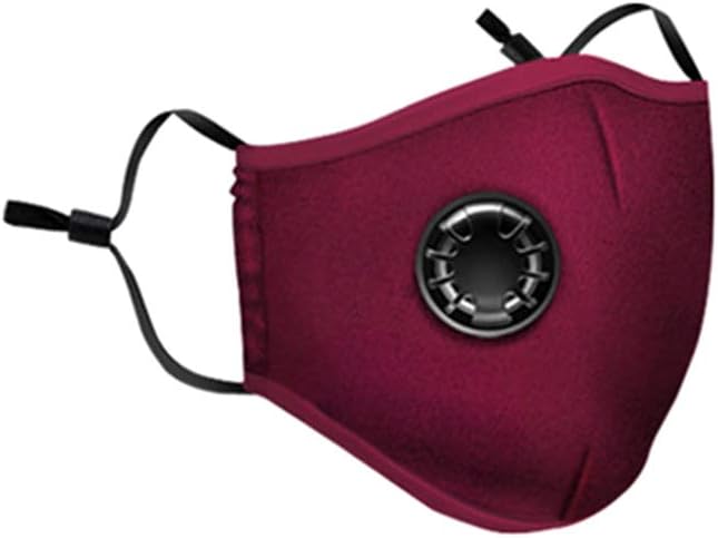 Simplenes Face Cover for Dust Protection Reusable Face Mouth Cover with Replaceable Filters Windproof Air Pollution Washable Cotton Face Cover Resist PM2.5 for Cycling Camping Travel (Dark Red, 1 PCS)
