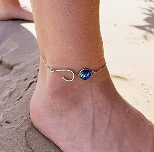 Boho クリスタルアンクレットチェーン シルバー ビーチスケール 足ブレスレット スピード対応 全国送料無料 女性と女の子用 メタルジュエリー