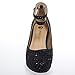 V-Luxury Womens 36-BOBBY12 Round Toe Med Heel Wedge Pump Shoe, Black Rhinestone