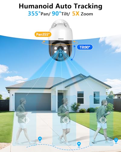 (2026 Updated) 4K PoE PTZ Security Camera System, 4 Outdoor PTZ Cameras, 8CH NVR with 10.2" IPS Display, 130° Wide Angle, AI Human Detection, PIR Motion, 2-Way Audio, IP66, Free App, 1TB HDD