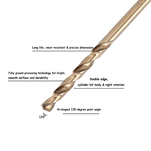 Wrightus Metric M35 Cobalt Steel Twist Drill Bit Set HSS Extremely Heat Resistant with Straight Shank to Cut Through Hard Metals Like A Hot Knife Through Butter,Such as Stainless Steel,Titanium Alloy