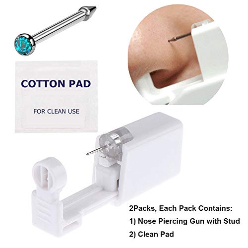 2 Pack Self Ear Piercing Gun Disposable Self Ear Piercing Kit Safety Earring