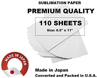Sublimation Paper 8.5 x 11 Letter Size (Pack of 110 Sheets). Made in Japan. Ideal for Sublimation Mugs. for use with Epson, Ricoh, Sawgrass SG400 & SG800 Printers.