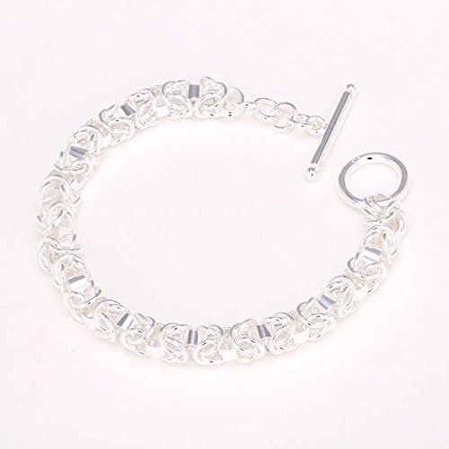 LLNF Fashion Jewelry Italian 925 Sterling Silver Bracelet Heavy Plated Circle Rings Bangle Bracelet For Women (23g --2)