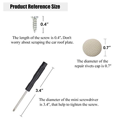 EZYKOO 60 pcs Car Roof Headliner Repair Button, Auto Roof Snap Rivets Retainer Design for Car Roof Flannelette Fixed, with Installation Tool and Fit Most Cars(Grey Beige Grid) - Thumbnail 2