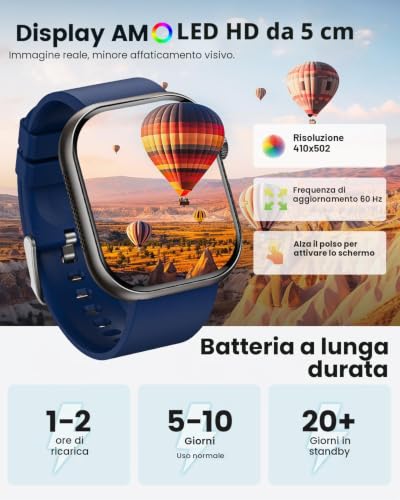 2026 New Men's Smartwatch with ECG, HRV, Uric Acid, Blood Pressure, 1.97 Inches AMOLED Health Fitness Watch with 24H Heart Rate Monitor, SpO2, Sleep, BMI, Temperature, iOS Android
