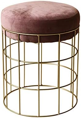 NBRTT Upholstered Stool Dressing Table Small Round Makeup Bench Padded Pad Change Shoes Perfect Footstool With Metal Basket Rest For Living Room Office Bedroom