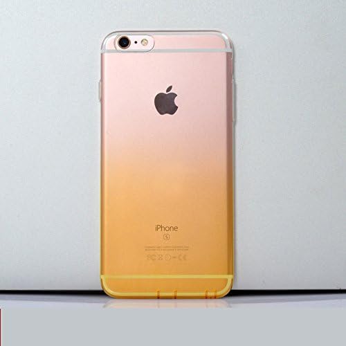 DFIFAN @ Ultra Thin Iphone 6 Cover Gradual Color Change Slim Fit Dust Resistant Flexible Soft Clear TPU Shell Cover Protective Colorful Phone Case for Apple Iphone 6s (clear gold 5.5 inch)