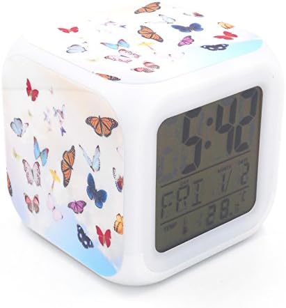 BoFy Led Alarm Clock Butterfly Fly Animal Pattern Personality Creative Noiseless Multi-functional Led Lights Desk Table Digital Alarm Clock for Kids Unisex Adults Toy Gift