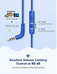 Mpow - Auriculares de diadema para bebés y adolescentes, volumen limitado, con función de compartición para niños, niños, niñas, plegables, con auriculares, micrófono para escuela, PC y teléfono móvil