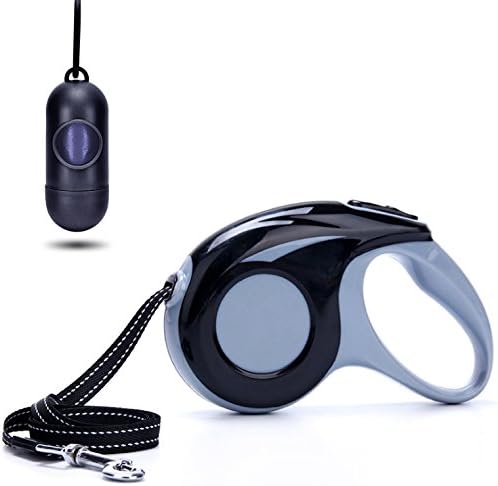 TrustyPaw Retractable Dog Leash by for Pets Up to 33 lbs - Adjust the Length with Greater Ease than any Other Leash - Top Quality Locking System and ABS Plastic - Bonus Dispenser with Bags Included