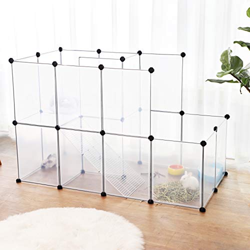 SONGMICS cavia'skooi met hellingbaan, buitenverblijf voor konijnen, grote ren met trap, doe-het-zelf hamsterkooi van… - Afbeelding 3