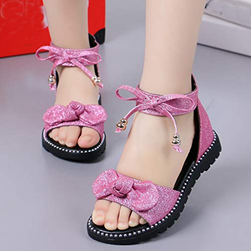 Alimao Kids Girls Casual Shoes Summer Sandals,Bowknot Bling Sequins Princess Shoes Classic Refined Sequins Princess Shoes Casual Shoes Size 27-37