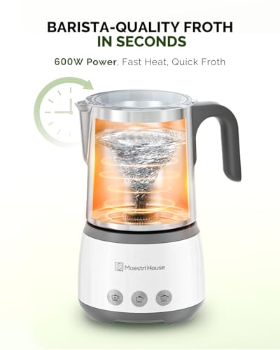 Maestri House Milk Frother, 4-in-1 DualFro 400 Electric Milk Steamer and Frother, 16.9OZ 600W Smart Touch Control Hot and Cold Foam Maker, Memory Function for Latte, Cappuccinos, Milk, Chocolate Milk