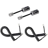 Telephone Cord Detangler,Telephone Handset Cord 7.5Ft Uncoiled(1.2 Ft Coiled), 2 Pack 360 Degree Rotating/Anti-Tangle Landline Cable and 2 Pack Telephone Handset Cord