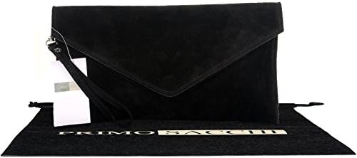 Italian Suede Leather Envelope Clutch Wrist Shoulder Crossbody Bag