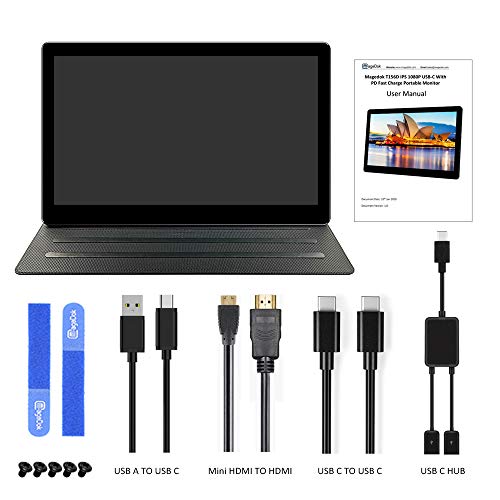 Eleduino 15.6 Inch 1080p USB Portable Monitor Touchscreen,USB C/Hdmi Video Input,HDR,OTG Port,Support PD Fast Charging,Bulit in Speakers for Smart Phone MacBook Type C Windows Laptops Gaming Console - Thumbnail 6