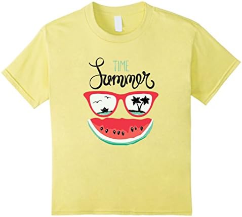 unisex-child Summer on the beach - Watermelon smiling in sunglasses shirt 8 Lemon
