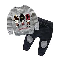Vovotrade Autumn Winter Outfits Kids Baby Girl Boy Clothes Set Striped Bear Tops+Pants (6T, Gray)