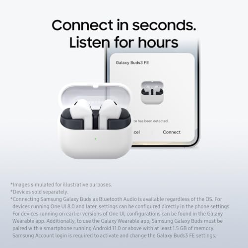 Samsung Galaxy Buds3 FE, Black (2025, CAD Version & Warranty) - Bluetooth Earbuds with AI Real-Time Live Translate, Auto Pairing & Switching, Sweat and Water Resistance, Find My Earbuds Mode