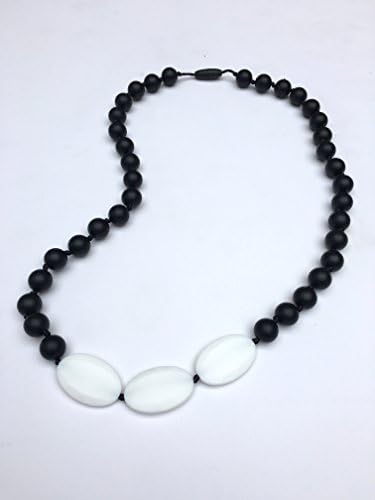 SillyMunk TM Silicone Teething Nursing Necklace- Multi Color (Black White)