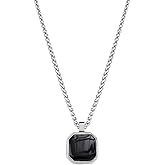 Galis Mens Necklace - Premium Stainless Steel Silver Chain Necklace, Non Tarnish, Chains, Triangle, Cross, Black Enamel, Compass Pendant, Stylish Jewelry - Gift for Him 24"