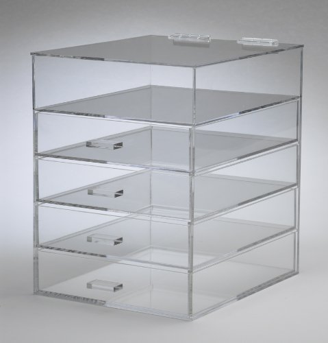 Amazon.com: Clear Acrylic Cosmetic & Makeup Organizer with 4 Drawers & Flip Top: Beauty