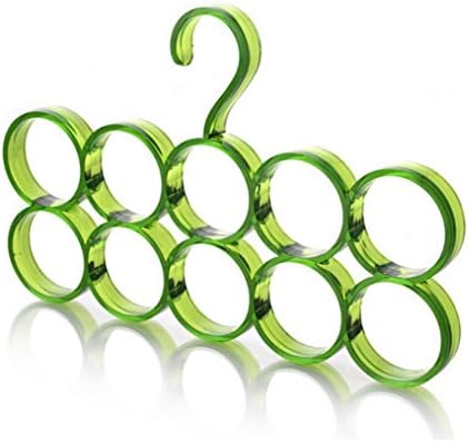 Interbusiness 10 Circles Scarf Holder Organization Towel Hanger, Green