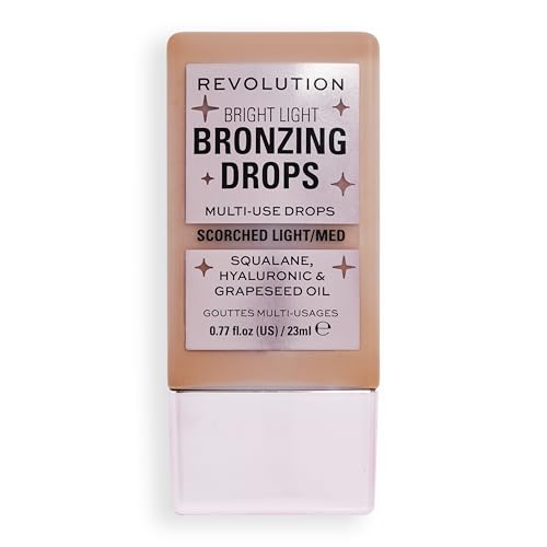 Revolution, Bright Light Bronzing Drops, Bronze & Glow for Face & Body, Infused with Hyaluronic Acid, Vegan & Cruelty-Free, Bronze Scorched, 0.77 fl oz