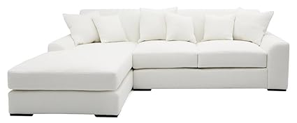 Afydecor Four Seater L shaped Sectional Sofa with Block Legs - White