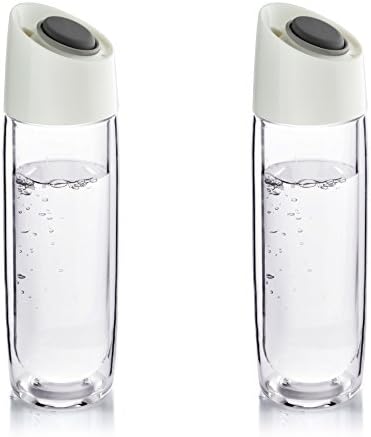 Asobu Simply Clear Insulated Glass Water Bottle/Travel Mug with Easy Release Button, 14-Ounce Pack of 2 (Smoke)