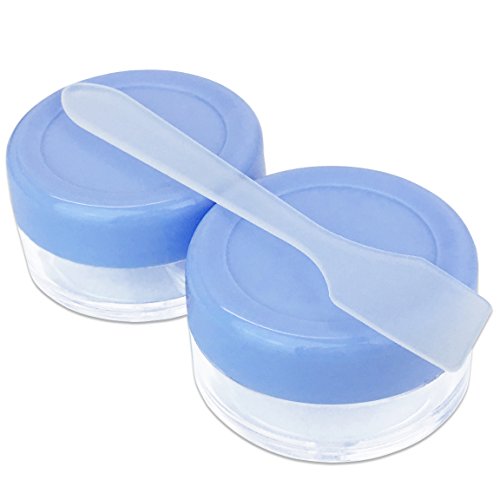 Beauticom 4 Pieces of Lavender Baby Blue Clear Plastic Makeup Face Skin Cream Empty Cosmetic Jar 10ml / 10g (Also Includes 2 Pieces Spatulas)