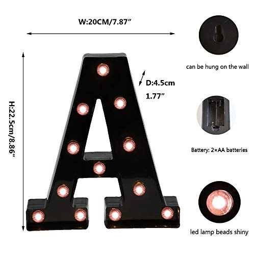 Black LED Light Up Letters Sign, Marquee Letter Lights Sign with Remote