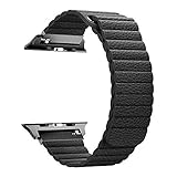 RUOQINI Compatible with Apple Watch Band 44mm 40mm [Series 4] 42mm 38mm [Series 3/2/1],Strong Magnetic Closure Leather Loop Replacement Starp Compatible with iWatch