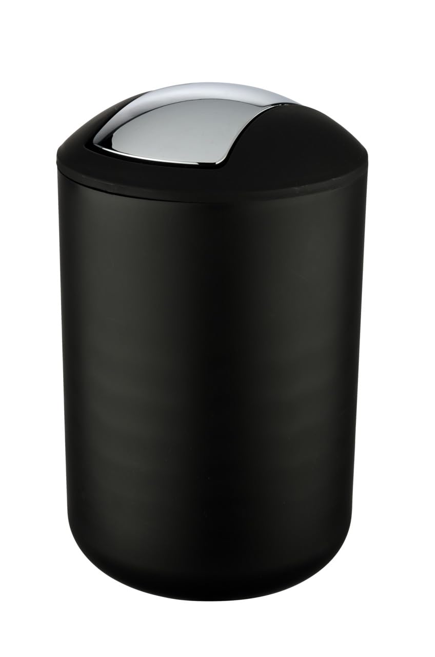 WENKO Swing Cover bin Brasil Size L in Black, 19.5 x 19.5 x 31 cm