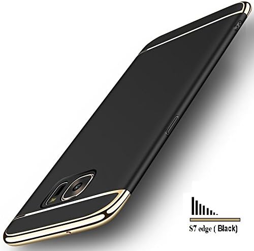 Galaxy S7 edge case , MIJIYMXCASE 3 In 1 Ultra Thin and Hard Case Coated Non Slip Matte Surface with Electroplate Frame for Samsung Galaxy S7 edge –black