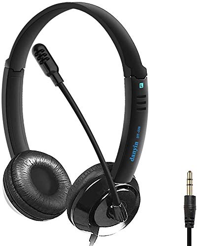 YYANG 3.5 mm PC Headset Mobile Phone for Smartphone Computer Laptop 3.5 mm Jack PC Headphones with Microphone Noise Cancelling & Volume Control for Computer Business, Skype, Call Centre, Office