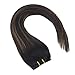 Sunny New Balayage Color 16inch Remy Hair Extensions Natural Black to Chesnut Brown Highlight Black Clip in Human Hair Extensions 7pcs 120gram for Beautiful Hairstyle