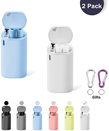 2 Pack Reusable Drinking Collapsible Straws, Composed of Food-grade Stainless Steel & Silicone with Cleaning Brush & Sturdy Carrying Case, For Gifts idea,Travel,Party, Outdoor, Gym.(White&Blue)