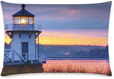 Custom Beautiful Lighthouse Pattern Rectangle Sofa Home Decorative Throw Pillow Case Cushion Cover Cotton Polyester Twin Side Printing 16"x 24"