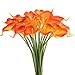 GTIDEA 20Pcs Fake PU Calla Lily Artificial Flowers Bride Wedding Bouquet for Table Centerpieces Arrangements Home DIY Garden Office Decor (Orange)
