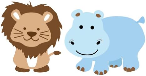 Hippo and Lion Wall Decals, Jungle Stickers