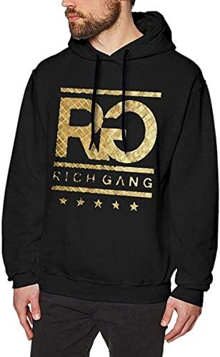 Men's Hood with No Pocket Sweater Vintage Unique Pants Rich Gang Logo Black