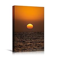 Canvas Wall Art Ocean Sunset III Coastal Orange Photography Relax/Calm Romantics Sunset Warm - 12x18 inches