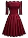 MissMay Women's Vintage Floral Lace Half Sleeve Boat Neck Cocktail Formal Swing Dress