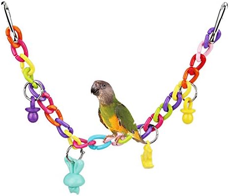 FISHBERG Bird Toy Parrort Swing Bridge Colorful Plastic Parakeet Budgie Cockatiel Cage Hammock Hanging Toy