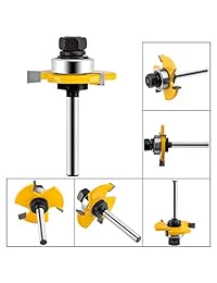 Juego de 2 puntas de tongue y ranura, juego de brocas de enrutador HandsEase 3 dientes en forma de T para puerta de madera, 1 4 pulgadas vástago de madera cortador de fresado de madera herramienta de trabajo de carpintería