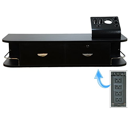 LCL Beauty Locking Wall Mount Styling Station with Black Metal Tabletop